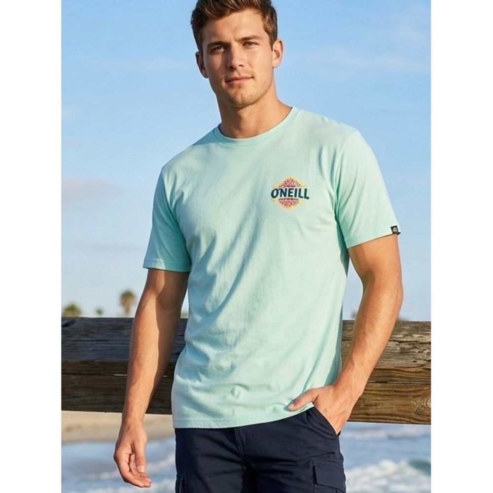 ONeill Mens Standard Fit Graphic T-Shirt Mint Green Sunburst Logo‎ Medium NEW